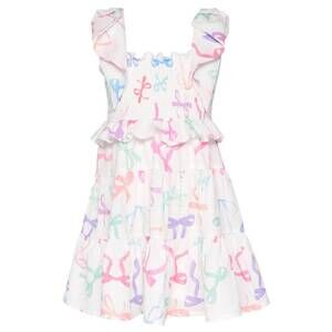 NEW BABY SARA kid's bow print dress in white multi